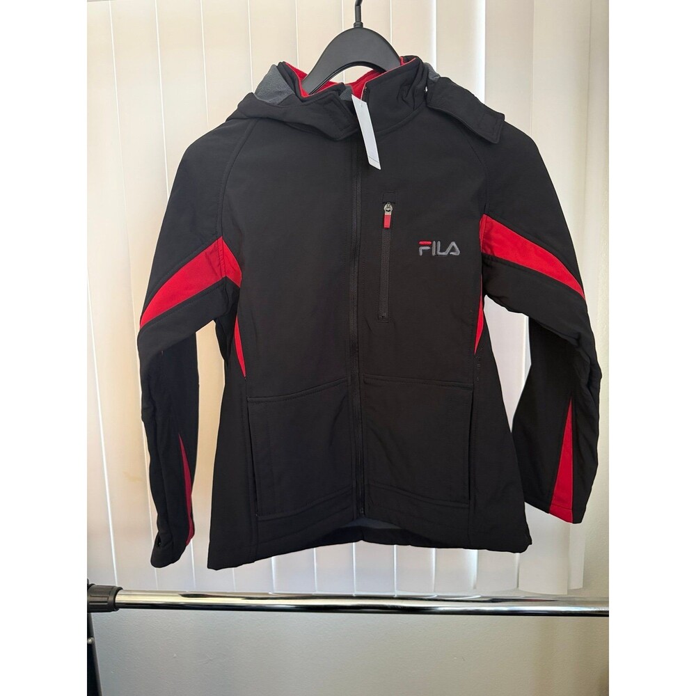 NWT Youth Boy’s Fila Black & Red Softshell Jacket w/Detachable Hood Size Large